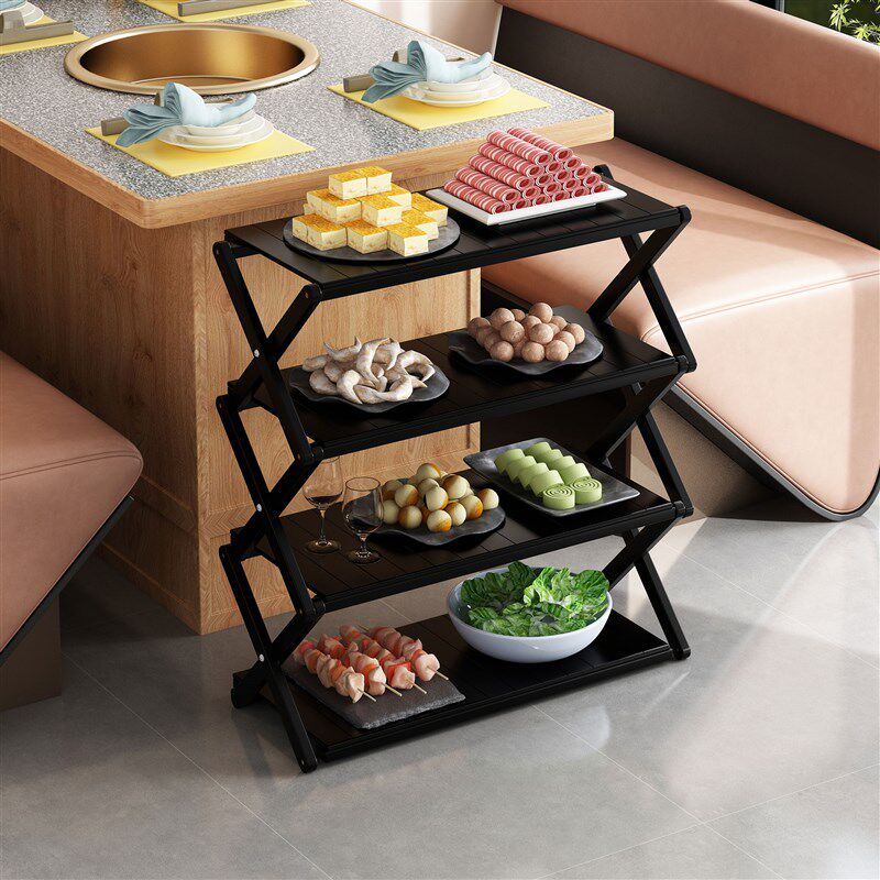 火锅架餐馆简易免安装置物架厨房多层收F纳折叠菜架2024高颜值新