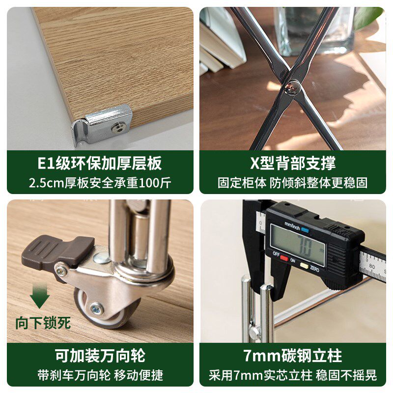 中古风置物架家用客厅书架阳台多功能落地多层厨T房收纳储物展示