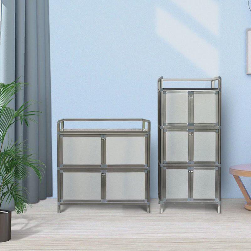 加厚不锈钢铝合金餐边柜橱柜茶水柜E衣柜农村简易收纳柜灶台柜碗