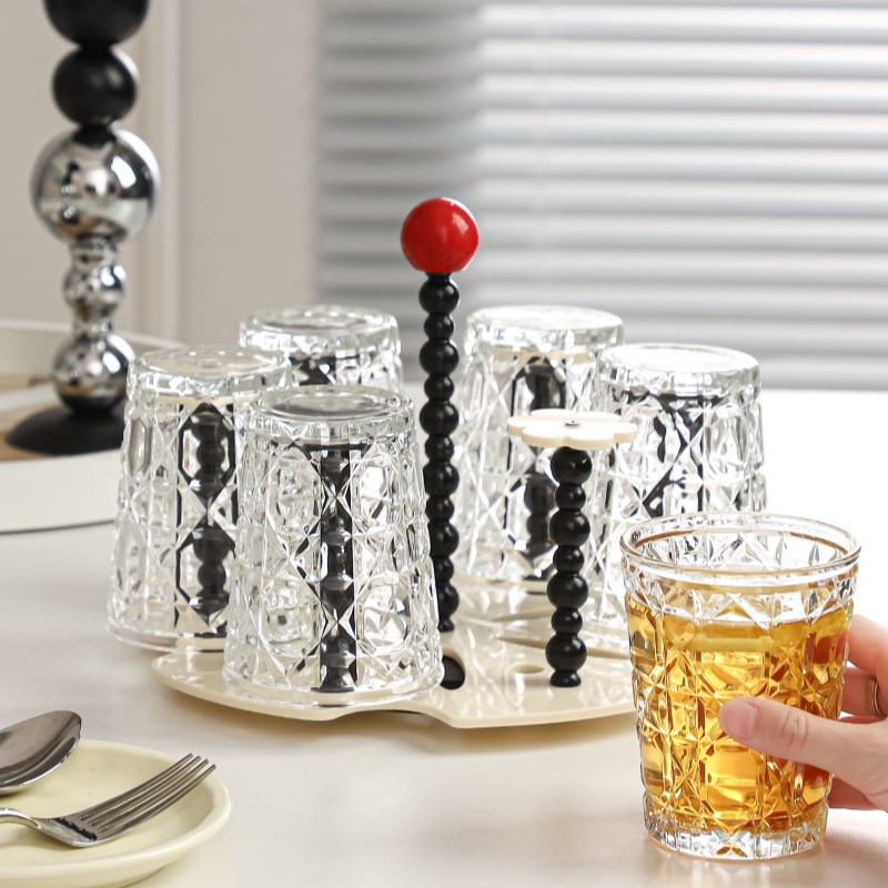 2024新款旋转杯架n家用高级感玻璃杯收纳架倒挂沥水杯架桌面置物