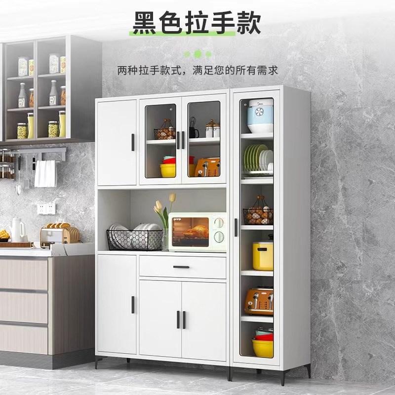 304不锈钢餐边柜厨房碗柜家用橱柜微波炉放O置柜锅具收纳柜茶水柜