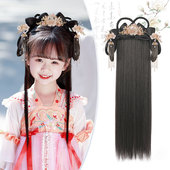 汉服假发包儿童发饰古装 盘发一体式 发箍女童古风假发造型发髻头饰