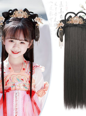 汉服假发包儿童发饰古装盘发一体式发箍女童古风假发造型发髻头饰