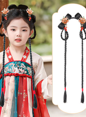 汉服假发包儿童发饰发箍女童古风假发古装盘发一体式造型发髻头饰