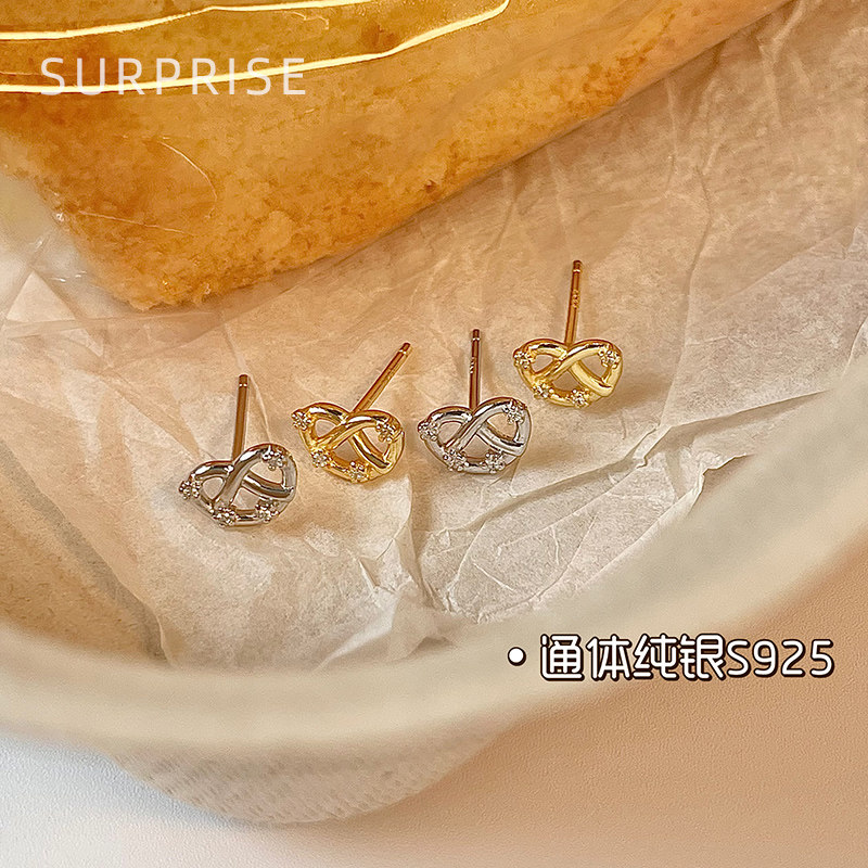 Surprise 925纯银碱水结耳钉女小众设计耳骨钉睡觉免摘高级感耳饰