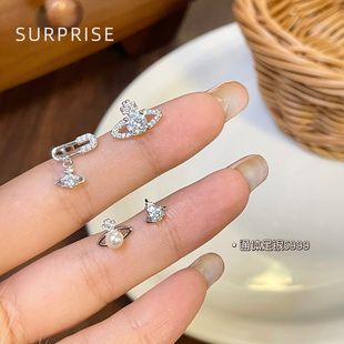Surprise 999纯银爆闪星球耳钉女养耳洞睡觉免摘高级感独特耳骨钉