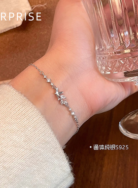 Surprise 925纯银闪钻蝴蝶手链女款轻奢小众设计感学生送闺蜜礼物