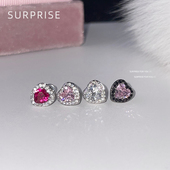 Surprise 爆闪满钻爱心钛钢耳钉女医用免摘耳骨耳蜗钉高级感耳饰