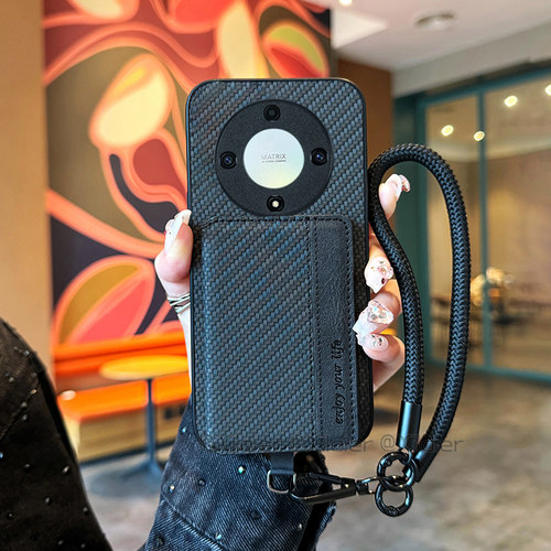 经典纤维纹纹理，自带插卡支架隐藏式吸磁