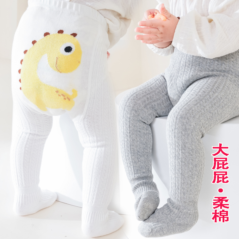 春秋拨款小男孩卡通大屁屁连裤袜宝宝周岁小恐龙打底裤儿童1-2岁4