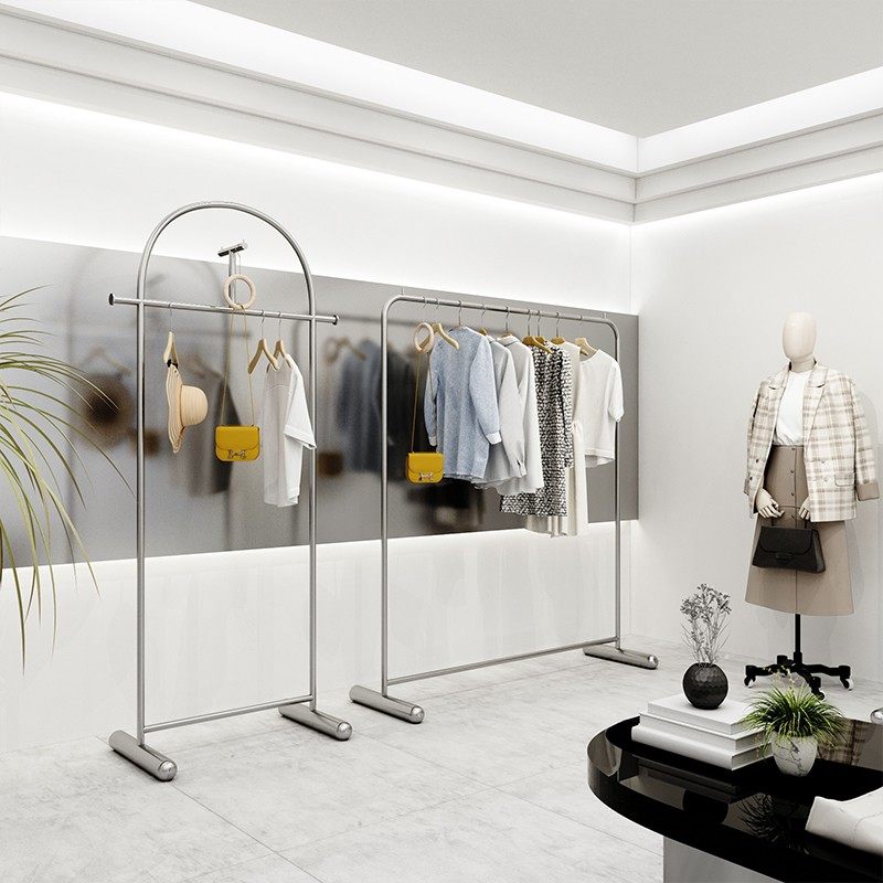 服装店挂衣杆不锈钢银色陈列架
