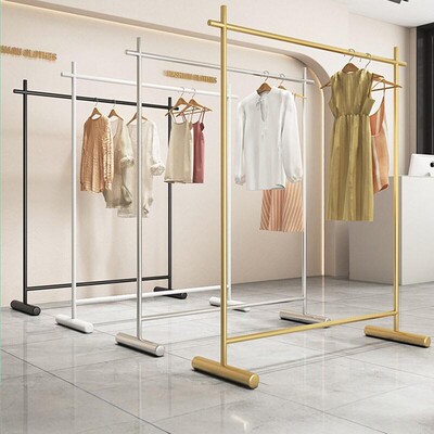 服装店展示架落地式女装货架金色挂衣架陈列组合店面侧挂专用架子