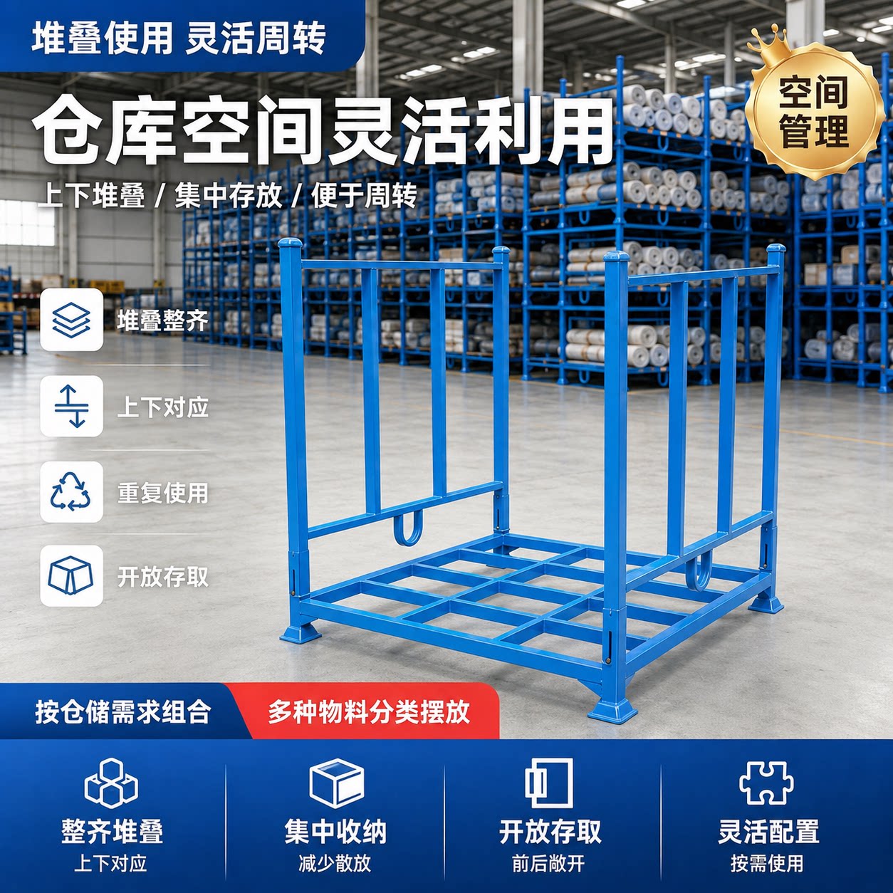 重型折叠堆垛架冷库布料巧固架