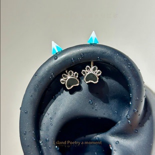 「喵喵」医学级钛钢猫爪恶魔耳钉小众耳轮钉耳骨耳蜗钉医学用材质