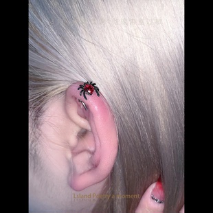 「蜘蛛」医学用级钛钢恶魔钉耳轮钉耳骨耳蜗钉耳钉防过敏小众设计