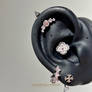 「胭脂」医学用级钛合金恶魔钉耳轮钉耳骨耳蜗耳钉防过敏小众设计