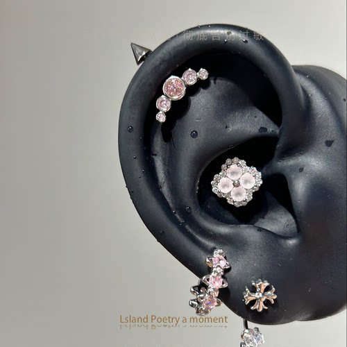 「医用钛合金」“胭脂”耳钉