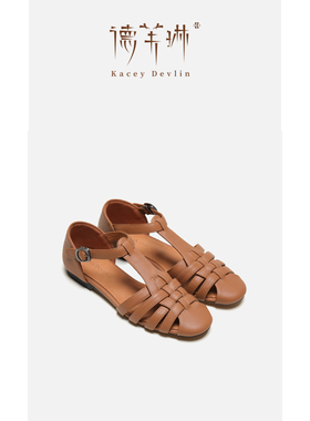 德芙琳Kacey Devlin夏季新款包头罗马鞋平底凉鞋女KD3133
