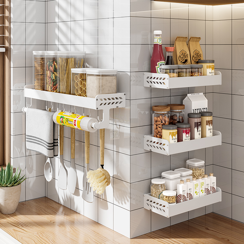 厨房置物架调味品调料收纳壁挂式多功能墙上免打孔25长2X0cm小尺