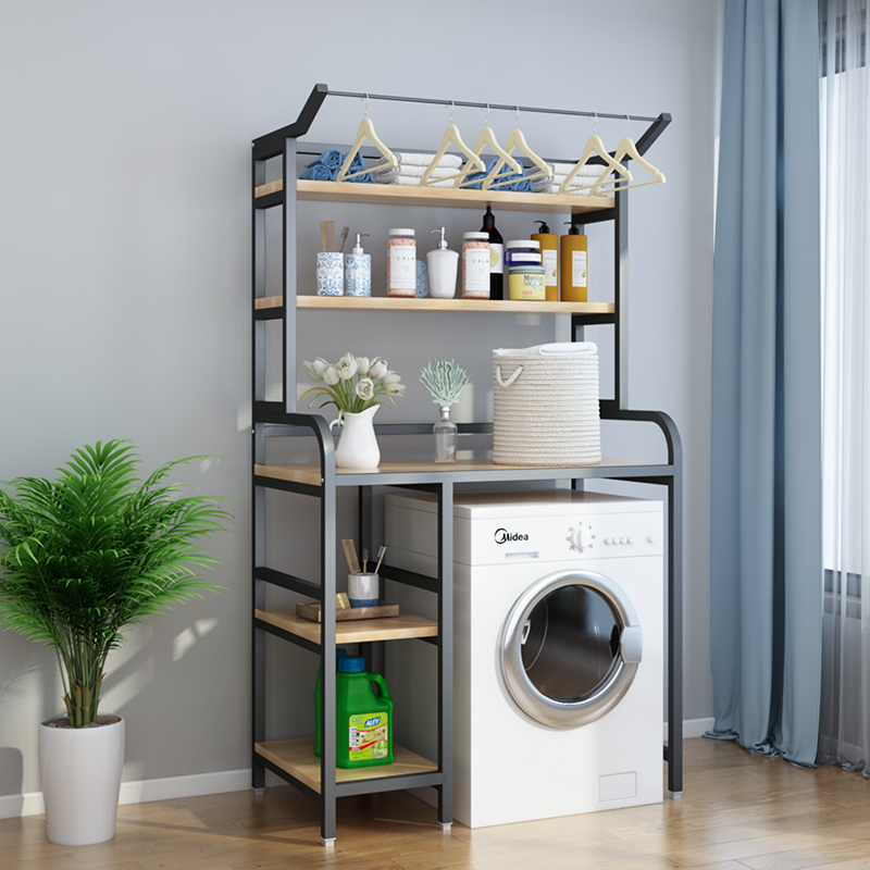 滚筒洗衣机置物架落地阳台多层波轮翻盖上方创意空间W晾衣收纳架