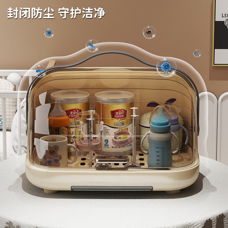 奶瓶收纳盒防尘婴儿宝宝餐具晾干架婴儿辅食收纳W箱沥水置物架