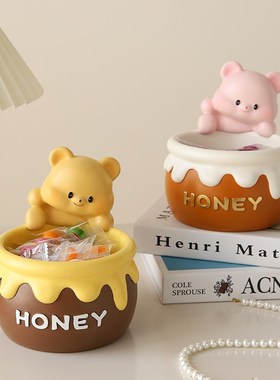 可爱黄油小熊入户放n钥匙收纳玄关摆件门口客厅家居鞋柜创意装饰