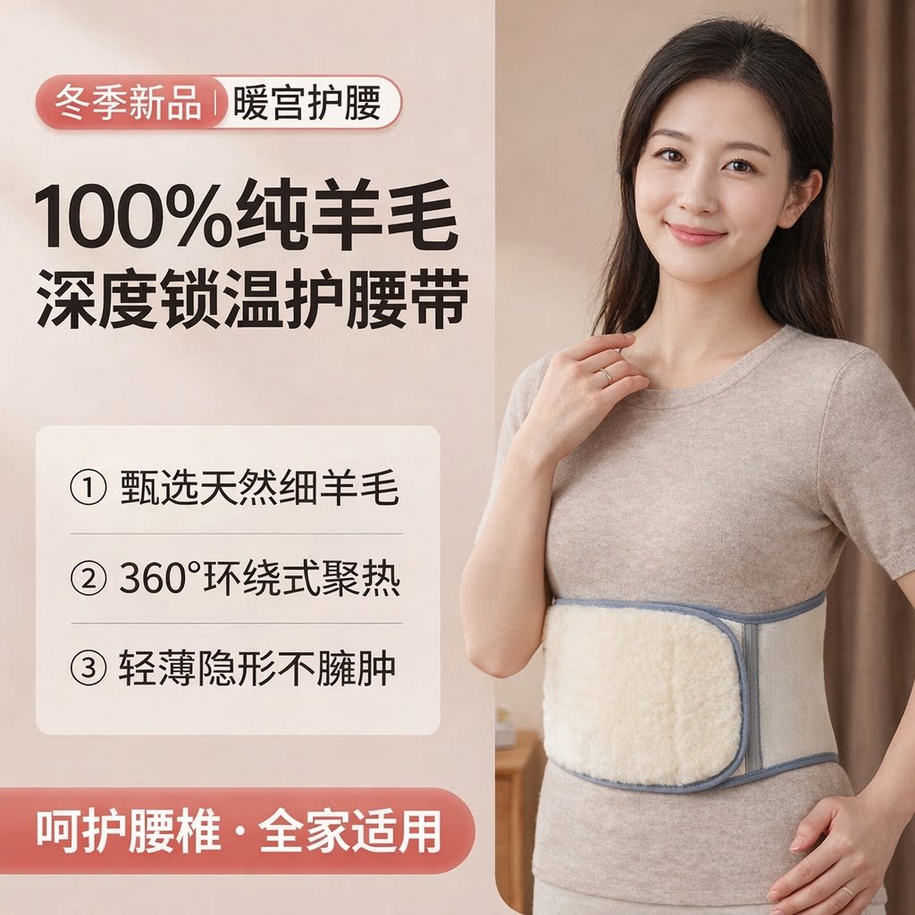 暖丫冬季羊毛护腰带保暖老年人男女士防寒健身暖宫暖胃肚腰腹部位