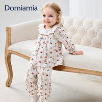 Domiamia女童睡衣儿童家居服套装秋冬新款公主花边居家服宝宝衣服