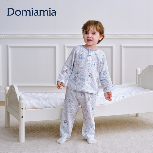 Domiamia儿童睡衣男女宝宝纱布薄款透气空调服分体家居服长袖套装