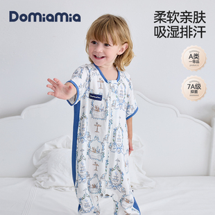 春夏儿童分腿四季 七分袖 防踢被 短袖 Domiamia婴儿睡袋竹棉纱布夏季