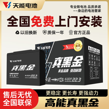 天能黑金电池电动车电瓶48V60V72V12AH20AH电动车电池爱玛雅迪