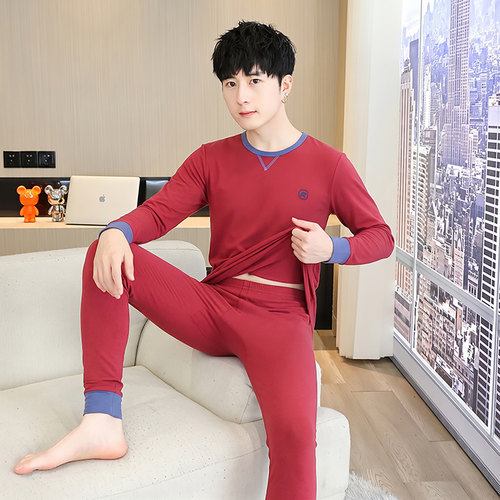 青少年薄款保暖内衣套装男士秋衣秋裤学生大童潮流时尚打底棉毛衫