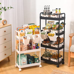 小推车厨房客厅置物架卫生间浴室落地多功能零食书架多层收纳架子