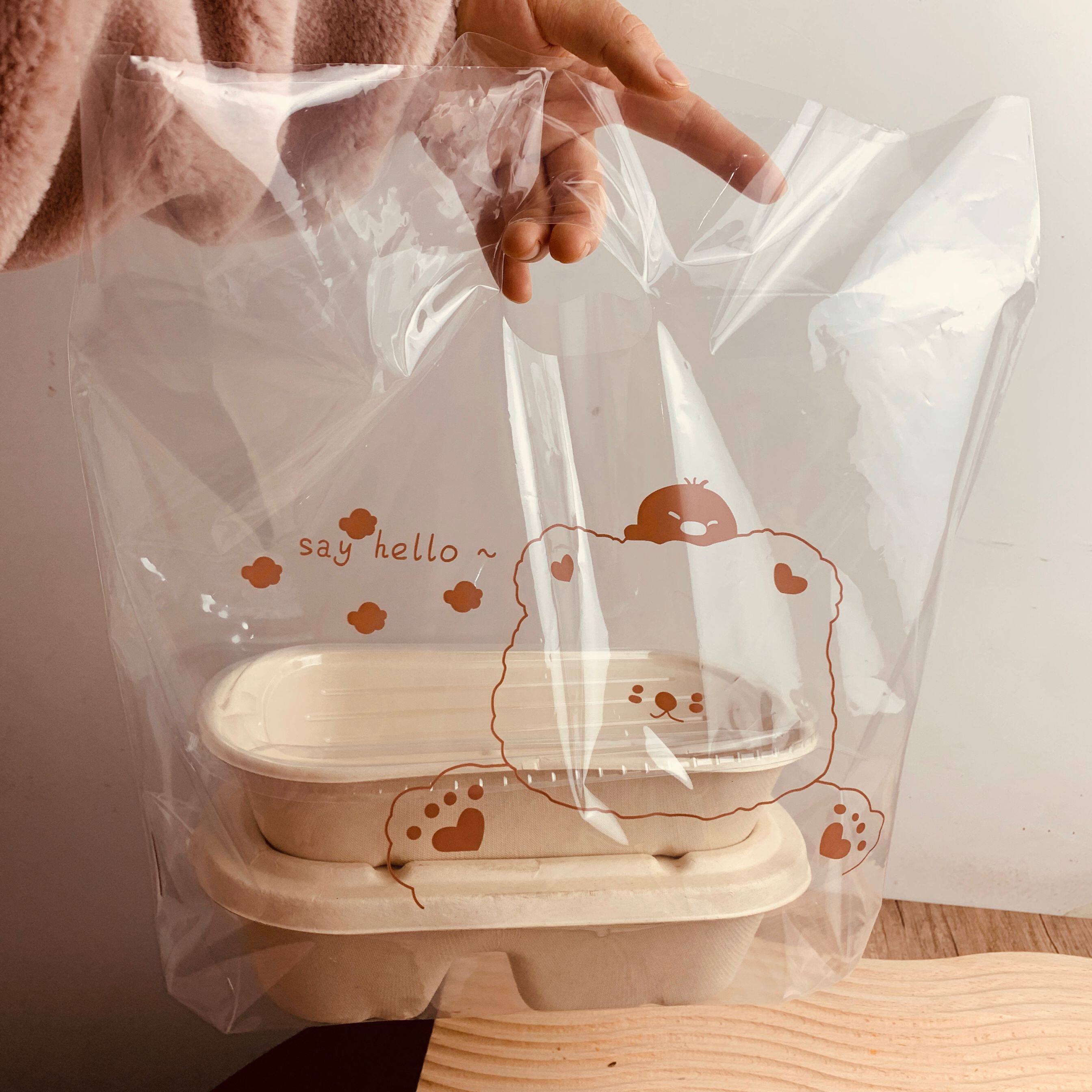 打包袋烘焙手提袋子外卖透明包装袋食品袋蛋糕甜品面包塑料袋定制