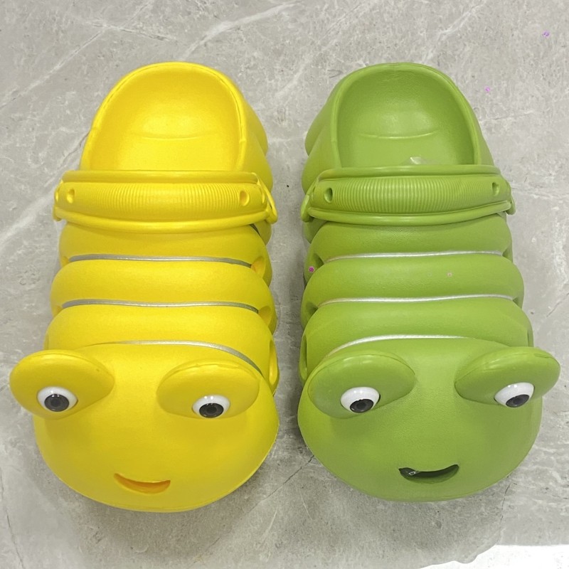 鸳鸯鞋闺蜜姐妹可爱毛毛虫黄绿搭配左右脚不同颜色创意洞洞鞋凉拖,女鞋,包头拖,淘宝优惠券,粉丝福利购,淘宝优惠卷