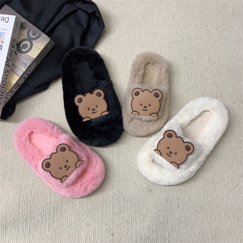 巧贝淘可爱儿童秋冬毛绒绒棉拖鞋