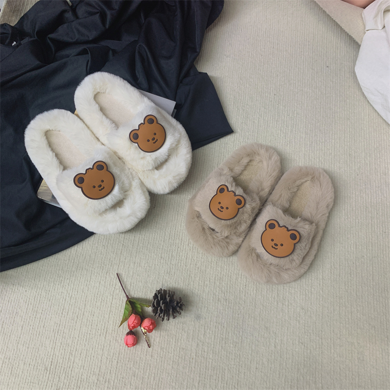 巧贝淘可爱男女秋冬毛绒绒保暖拖