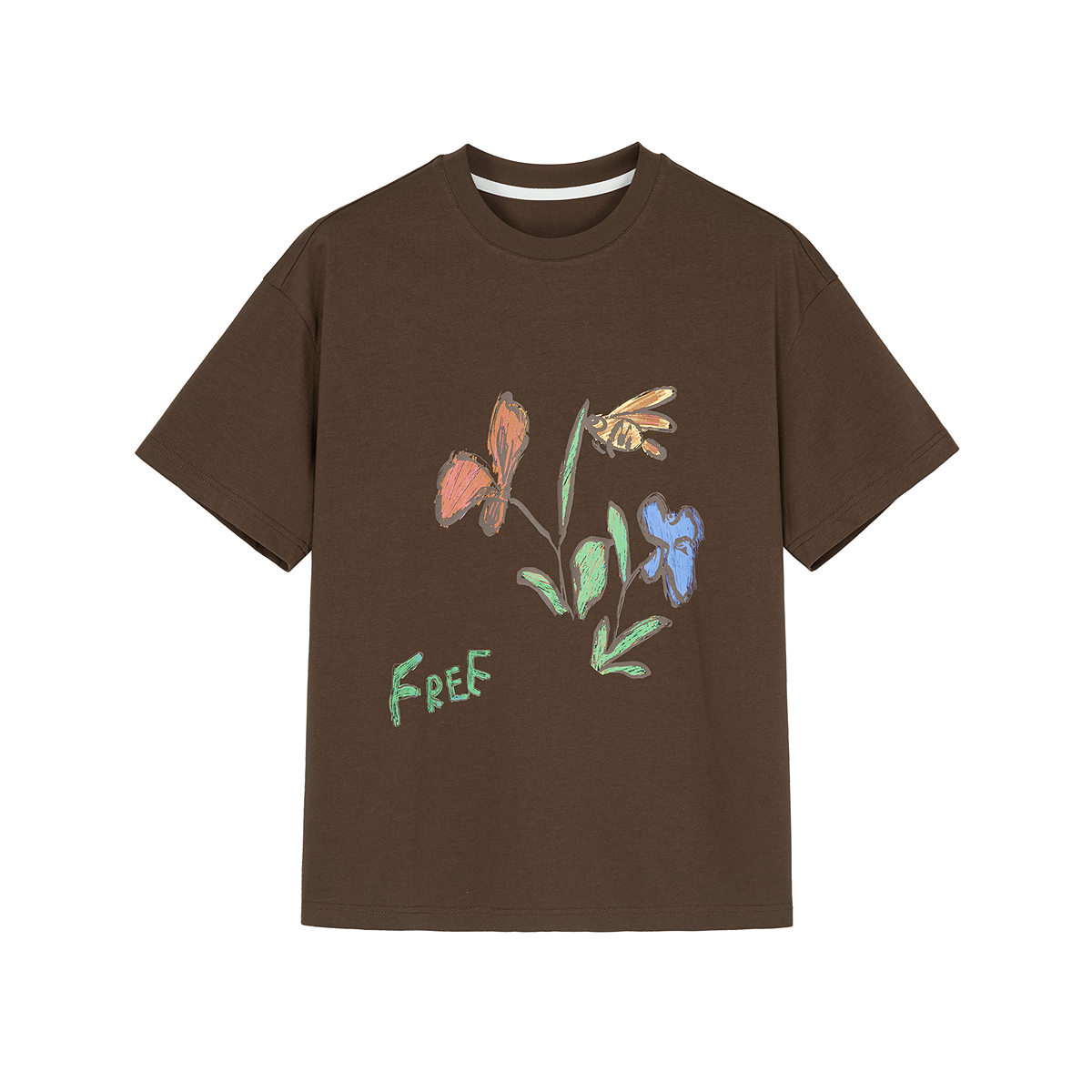 【专柜买手珠珠】飞鸟和新酒圆领植物短袖T恤女套头上衣