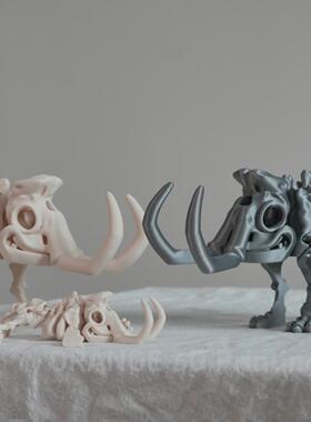 创意3D打印猛犸象模型骨头多关节可活动儿童侏罗纪高级恐龙玩具偶