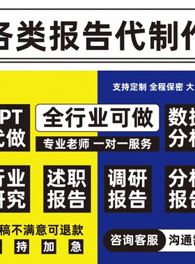 代写数据分析帮做PPT代制作行业研究报告市场调研报告行业分析