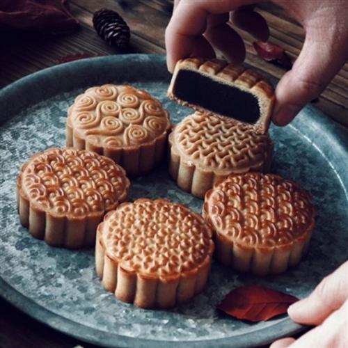 瓦斯老师推荐日式和风50克85g线 线条月饼模具绿豆糕制作塑料手压