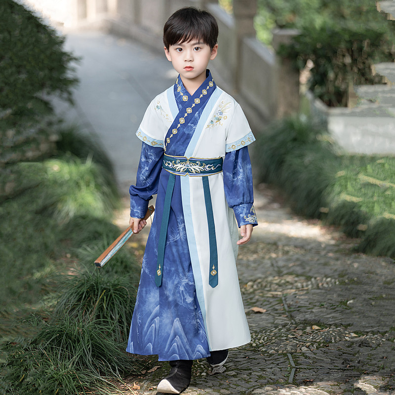 花语录长款秋季男童武侠公子汉服