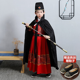 儿童古装锦衣卫飞鱼服男童汉服唐装四大名捕武士侠客披风斗篷侍卫