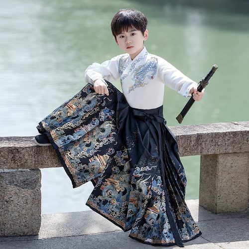 花语录夏季男童汉服马面裙古装薄