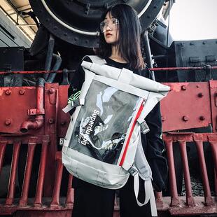日版古着书包潮牌双肩包女大容量时尚潮流韩版男士电脑包旅行背包