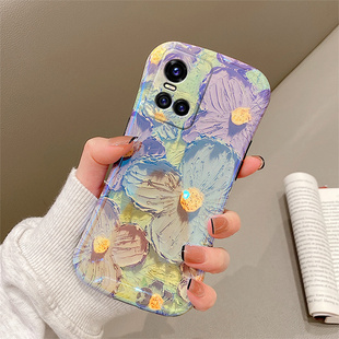 ins风油画花适用VIVO S10的手机壳个性小蛮腰s10pro硅胶保护套s10por女生轻奢新款高级感全包边防摔外壳