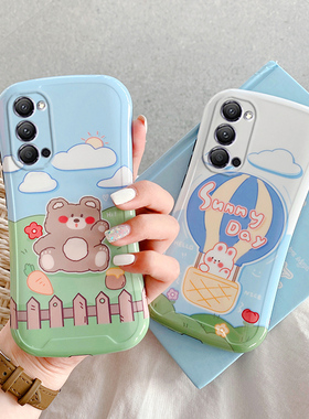 适用于卡通oppo Reno5手机壳小蛮腰0pporeno6pro+曲屏3元气版女款5K硅胶5pro十软rone4可爱4se防摔4por保护套