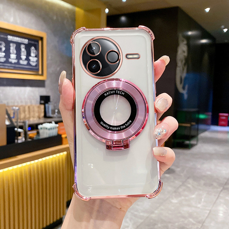 适用红米K80手机壳新款电镀气囊防摔RedmiK80Pro高端奢华创意至尊版磁吸支架超薄K80Ultra全包透明硅胶保护套