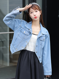 牛仔外套女春秋短款修身显瘦小个子设计感高腰百搭甜美夹克上衣服