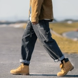 Осенние ретро джинсы, штаны в стиле хип-хоп, большой размер, на шнурках, свободный прямой крой